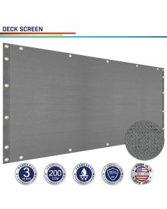 Windscreen4less Custom Size 2.5 - 3ft x 1-320ft Gray Deck Balcony Privacy Screen for Deck Pool Fence Railings Apartment Balcony Privacy Screen for Patio Yard Porch Chain Link Fence Condo with Zip Ties (3 Year Warranty)-Custom Sizes Available