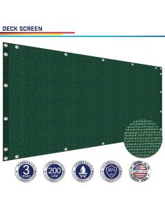 Windscreen4less Custom Size 3ft x 1-50ft Dark Green Deck Balcony Privacy Screen for Deck Pool Fence Railings Apartment Balcony Privacy Screen for Patio Yard Porch Chain Link Fence Condo with Zip Ties (3 Year Warranty)-Custom Sizes Available