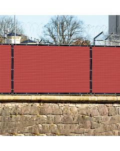 Real Scene Effect of Windscreen4less Custom Size 1-16ft x 1-300ft Heavy Duty Privacy Fence Screen in Color Red with Brass Grommet 90% Blockage Windscreen Outdoor Mesh Fencing Cover Netting 180GSM Fabric w/3-Year Warranty