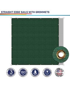 Windscreen4less Custom Size 2-24ft x 2-40ft Rectangle Straight Edge Sun Shade Sail Canopy With Grommets in Color Dark Green for Outdoor Patio Backyard UV Block Awning with Steel D-Rings 180GSM (3 Year Warranty)