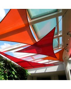 Real Scene Effect of Windscreen4less Custom Size 2-28ft x 2-28ft x 2-40ft Triangle Curve Edge Sun Shade Sail Canopy in Color Red for Outdoor Patio Backyard UV Block Awning with Steel D-Rings 180GSM (3 Year Warranty)