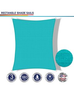 Windscreen4less Custom Size 2-24ft x 2-24ft Rectangle Curve Edge Sun Shade Sail Canopy in Color Turquoise Green for Outdoor Patio Backyard UV Block Awning with Steel D-Rings 180GSM (3 Year Warranty)
