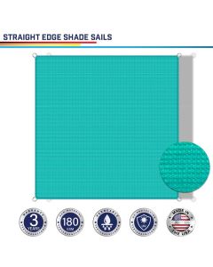 Windscreen4less Custom Size 5-24ft x 5-24ft Rectangle Straight Edge Sun Shade Sail Canopy in Color Turquoise Green for Outdoor Patio Backyard UV Block Awning with Steel D-Rings 180GSM (3 Year Warranty)
