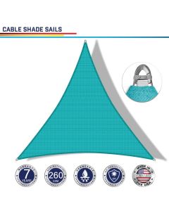 Windscreen4less Steel Wired Turquoise Green Custom Size Triangle 2-48ft x 2-48ft x 2-68ft A-Ring Reinforcement Heavy Duty Strengthen Durable(260GSM)-Galvanized Cable Enhanced Large Sun Shade Sail - 7 Year Warranty