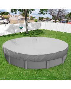 Windscreen4less Light Gray Waterproof Pool Cover for Above Ground Pools Round Winter Pool Cover for 8ft Swimming Pools, Pool Safety Cover