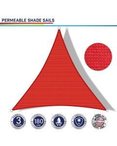 Windscreen4less Custom Size 2-28ft x 2-28ft x 2-40ft Triangle Curve Edge Sun Shade Sail Canopy in Color Red for Outdoor Patio Backyard UV Block Awning with Steel D-Rings 180GSM (3 Year Warranty)