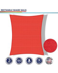 Windscreen4less Custom Size 2-24ft x 2-24ft Rectangle Curve Edge Sun Shade Sail Canopy in Color Red for Outdoor Patio Backyard UV Block Awning with Steel D-Rings  (3 Year Warranty)
