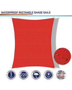 Windscreen4less Terylene Waterproof Custom Size 5-24ft x 5-24ft Rectangle Curve Edge Sun Shade Sail Canopy in Color Red for Outdoor Patio Backyard UV Block Awning with Steel D-Rings 220GSM (1 Year Warranty)