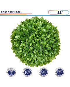 11 Inch Artificial Topiary Ball Faux Boxwood Plant for Indoor/Outdoor Garden Wedding Decor Home Decoration, Rose Leaves 1 Piece