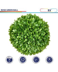 11 Inch Artificial Topiary Ball Faux Boxwood Plant for Indoor/Outdoor Garden Wedding Decor Home Decoration, Rose Leaves 2 Pieces