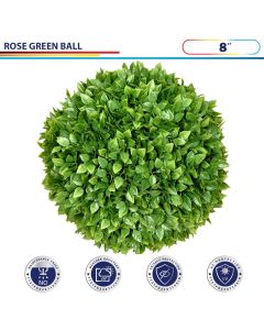8 Inch Artificial Topiary Ball Faux Boxwood Plant for Indoor/Outdoor Garden Wedding Decor Home Decoration, Rose Leaves 1 Piece