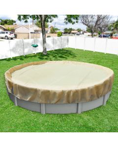 Windscreen4less Beige Pool Cover for Above Ground Pools Round Winter Pool Cover for 10ft Swimming Pools, Pool Safety Cover