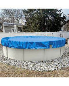 Real Scene Effect of Windscreen4less Blue Pool Cover for Above Ground Pools Round Winter Pool Cover for 10ft Swimming Pools, Pool Safety Cover