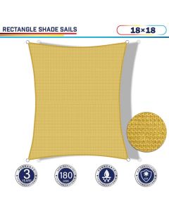 Windscreen4less 18ft x 18ft Rectangle Curve Edge Sun Shade Sail Canopy in Color Sand for Outdoor Patio Backyard UV Block Awning with Steel D-Rings 180GSM (3 Year Warranty) - Customized Sizes Available