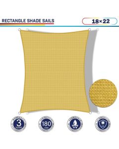 Windscreen4less 18ft x 22ft Rectangle Curve Edge Sun Shade Sail Canopy in Color Sand for Outdoor Patio Backyard UV Block Awning with Steel D-Rings 180GSM (3 Year Warranty) - Customized Sizes Available(Customized) 