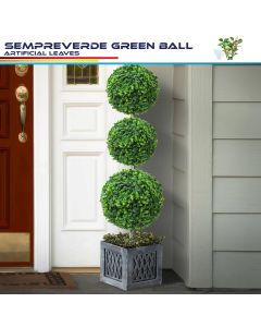 Real Scene Effect of 11 Inch Artificial Topiary Ball Faux Boxwood Plant for Indoor/Outdoor Garden Wedding Decor Home Decoration, Rose Leaves 2 Pieces