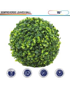 15 Inch Artificial Topiary Ball Faux Boxwood Plant for Indoor/Outdoor Garden Wedding Decor Home Decoration, Sempreverde Green 2 Pieces