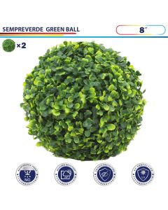 8 Inch Artificial Topiary Ball Faux Boxwood Plant for Indoor/Outdoor Garden Wedding Decor Home Decoration, Sempreverde Green 2 Pieces