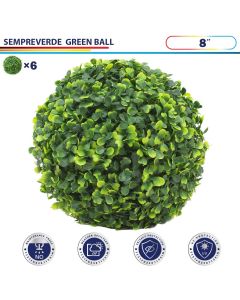 8 Inch Artificial Topiary Ball Faux Boxwood Plant for Indoor/Outdoor Garden Wedding Decor Home Decoration, Sempreverde Green 6 Pieces