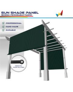 Windscreen4less custom size Green 3-16ft. W x 4-40ft. H Outdoor Sun Shade Panel Universal Pergola Replacement Cover Canopy with Grommets Weight Rods Sun Block Cover for Patio Backyard 180GSM (3 Year Warranty)