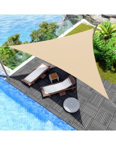 Real Scene Effect of Windscreen4less 12ft x 12ft x 12ft Triangle Curve Edge Sun Shade Sail Canopy in Color Sand for Outdoor Patio Backyard UV Block Awning with Steel D-Rings 180GSM (3 Year Warranty) - Customized Sizes Available