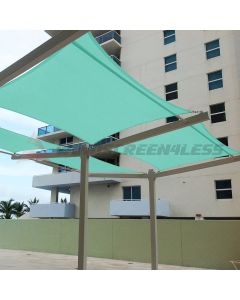 Real Scene Effect of Windscreen4less Terylene Waterproof Custom Size 5-24ft x 5-24ft Rectangle Curve Edge Sun Shade Sail Canopy in Color Turquoise Green for Outdoor Patio Backyard Canopy Sail (3 Year Warranty)