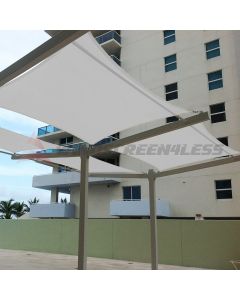 Real Scene Effect of Windscreen4less Terylene Waterproof 12ft x 12ft Rectangle Curve Edge Sun Shade Sail Canopy in Color Light Gray for Outdoor Patio Backyard UV Block Awning with Steel D-Rings 220GSM (1 Year Warranty)(Customized) 