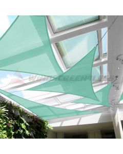 Real Scene Effect of Windscreen4less Terylene Waterproof Custom Size 5-24ft x 5-24ft x 5-34ft Triangle Curve Edge Sun Shade Sail in Color Turquoise Green UV Blocker Sunshade Patio Canopy Sail  (3 Year Warranty)