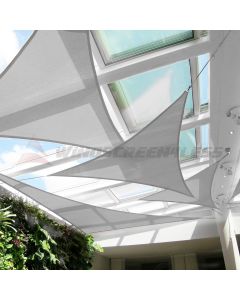Real Scene Effect of Windscreen4less Terylene Waterproof 16ft x 16ft x 16ft Triangle Curve Edge in Color Light Gray Sun Shade Sail UV Blocker Sunshade Patio Canopy Sail (3 Year Warranty)