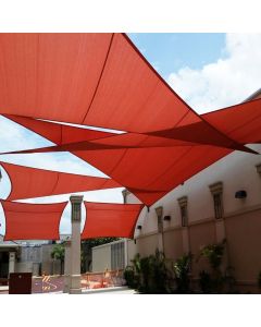 Real Scene Effect of Windscreen4less Terylene Waterproof 16ft x 16ft x 16ft Triangle Curve Edge in Color Red Sun Shade Sail UV Blocker Sunshade Patio Canopy Sail (3 Year Warranty)