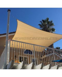 Real Scene Effect of Windscreen4less Steel Wired Beige Rectangle 20ft x 20ft A-Ring Reinforcement Heavy Duty Strengthen Durable(260GSM)-Galvanized Cable Enhanced Large Sun Shade Sail - 7 Year Warranty