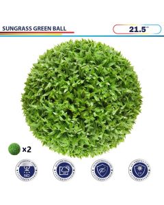 21.5 Inch Artificial Topiary Ball Faux Boxwood Plant for Indoor/Outdoor Garden Wedding Decor Home Decoration, Sungrass Green 2 Pieces