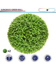 8 Inch Artificial Topiary Ball Faux Boxwood Plant for Indoor/Outdoor Garden Wedding Decor Home Decoration, Sungrass Green 2 Pieces