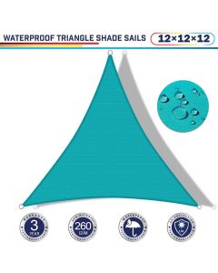 Windscreen4less Terylene Waterproof 12ft x 12ft x 12ft Triangle Curve Edge in Color Turquoise Green Sun Shade Sail UV Blocker Sunshade Patio Canopy Sail (3 Year Warranty)