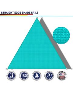 Windscreen4less Custom Size 5-24ft x 5-24ft x 5-34ft Triangle Straight Edge Sun Shade Sail Canopy in Color Turquoise Green for Outdoor Patio Backyard UV Block Awning with Steel D-Rings 180GSM (3 Year Warranty)