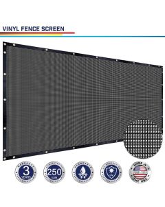 Windscreen4less Custom Size 1-8ft x 1-150ft Fence Privacy Screen Coated Polyester Mesh in Color Black with Brass Grommets 80% Blockage 250GSM w/3-Year Warranty