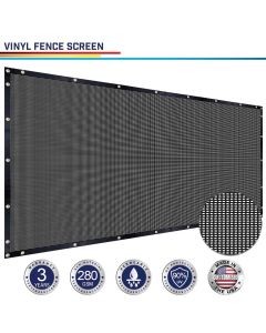 Windscreen4less Custom Size 1-8ft x 1-150ft Fence Privacy Screen Coated Polyester Mesh in Color Black with Brass Grommets 80% Blockage 280GSM w/3-Year Warranty