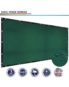Windscreen4less Custom Size 1-14ft x 1-150ft Fence Privacy Screen Coated Polyester Mesh in Color Dark Green with Brass Grommets 100% Blockage 440GSM w/3-Year Warranty
