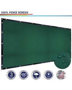 Windscreen4less Custom Size 1-12ft x 1-150ft Dark Green Fence Privacy Screen Commercial-Grade Solid Vinyl 100% Privacy Blockage (480GSM) -3 Year Limited Warranty