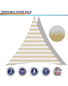 Windscreen4less Custom Size 2-28ft x 2-28ft x 2-40ft Triangle Curve Edge Sun Shade Sail Canopy in Color Beige with White for Outdoor Patio Backyard UV Block Awning with Steel D-Rings 180GSM (3 Year Warranty)