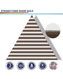 Windscreen4less Custom Size 5-24ft x 5-24ft x 5-34ft Triangle Straight Edge Sun Shade Sail Canopy in Color Brown with White for Outdoor Patio Backyard UV Block Awning with Steel D-Rings 180GSM (3 Year Warranty)