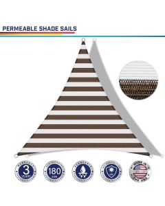 Windscreen4less Custom Size 2-28ft x 2-28ft x 2-40ft Triangle Curve Edge Sun Shade Sail Canopy in Color Brown with White for Outdoor Patio Backyard UV Block Awning with Steel D-Rings 180GSM (3 Year Warranty)