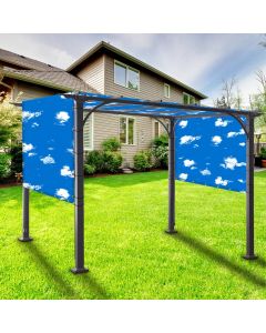Real Scene Effect of Windscreen4less Custom Size Terylene Waterproof 2-24ft x 2-40ft Rectangle Straight Edge Sun Shade Sail Canopy With Grommets in Color Sky for Outdoor Patio Backyard UV Block Awning with Steel D-Rings 220GSM (1 Year Warranty)