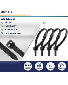 Real Scene Effect of Windscreen4less 100pcs Black 8" Heavy Duty Zip Ties,Nylon Cable Ties