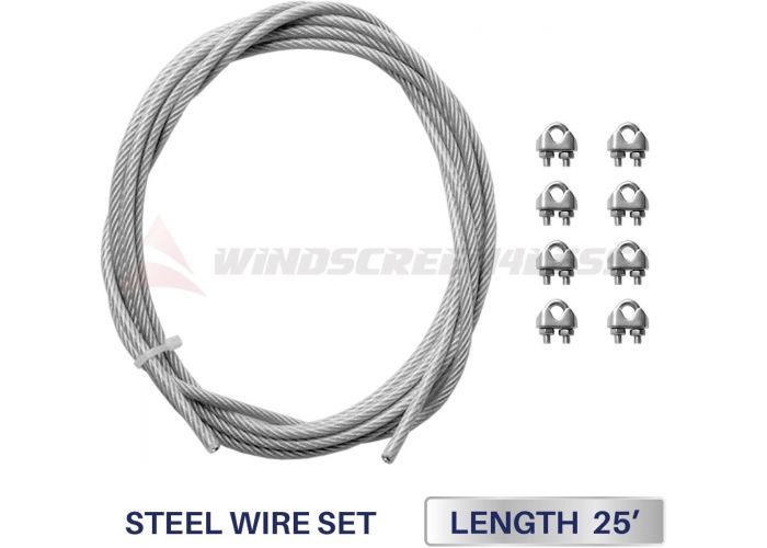 shade sail wire rope and 8 pcs clips, vinyl coated wire cable