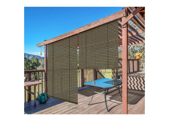 Brown Hollow Custom Size 4 7ft X 5 15ft Polyethylene 165gsm 90 Uv Block Roller Shade Windscreen4less 165gsm 90 Uv Block Roller Shade, Patio Privacy Roller Shades