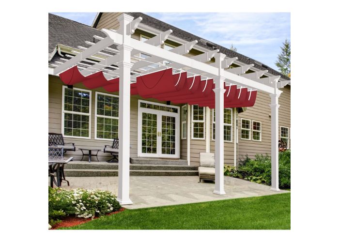 Red 7ft x 12ft waterproof polyethylene 90 UV Block retractable canopy Windscreen4less