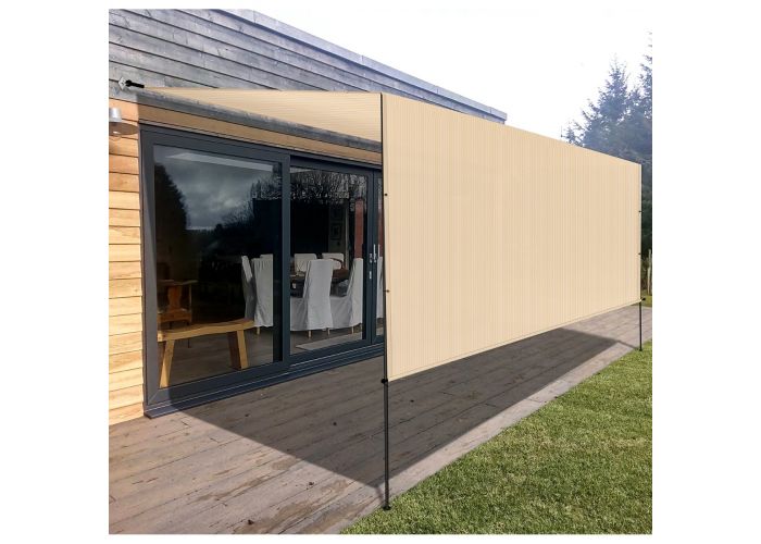 Beige 12ft X 180gsm Polyethylene 90 Uv Block Sun Shade Panel With Grommets Windscreen4less Uv Block Sun Shade Panel With Grommets, Block Sun On Patio
