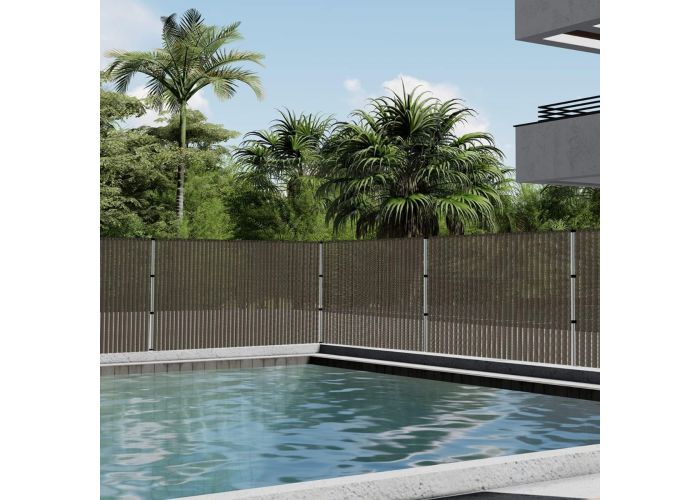 Angel Sar 3 x 10 ft. Charcoal Balcony Privacy Screen Fence Cover for Deck, Patio, Backyard, Outdoor Pool, Porch, Railing
