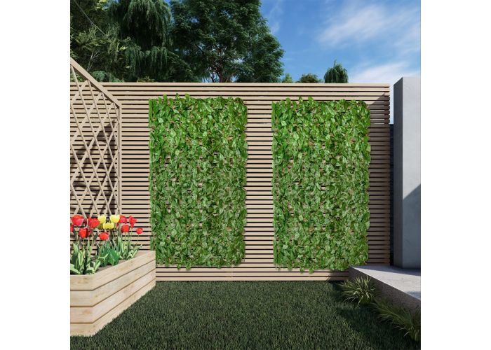Expandable faux ivy privacy shop fence